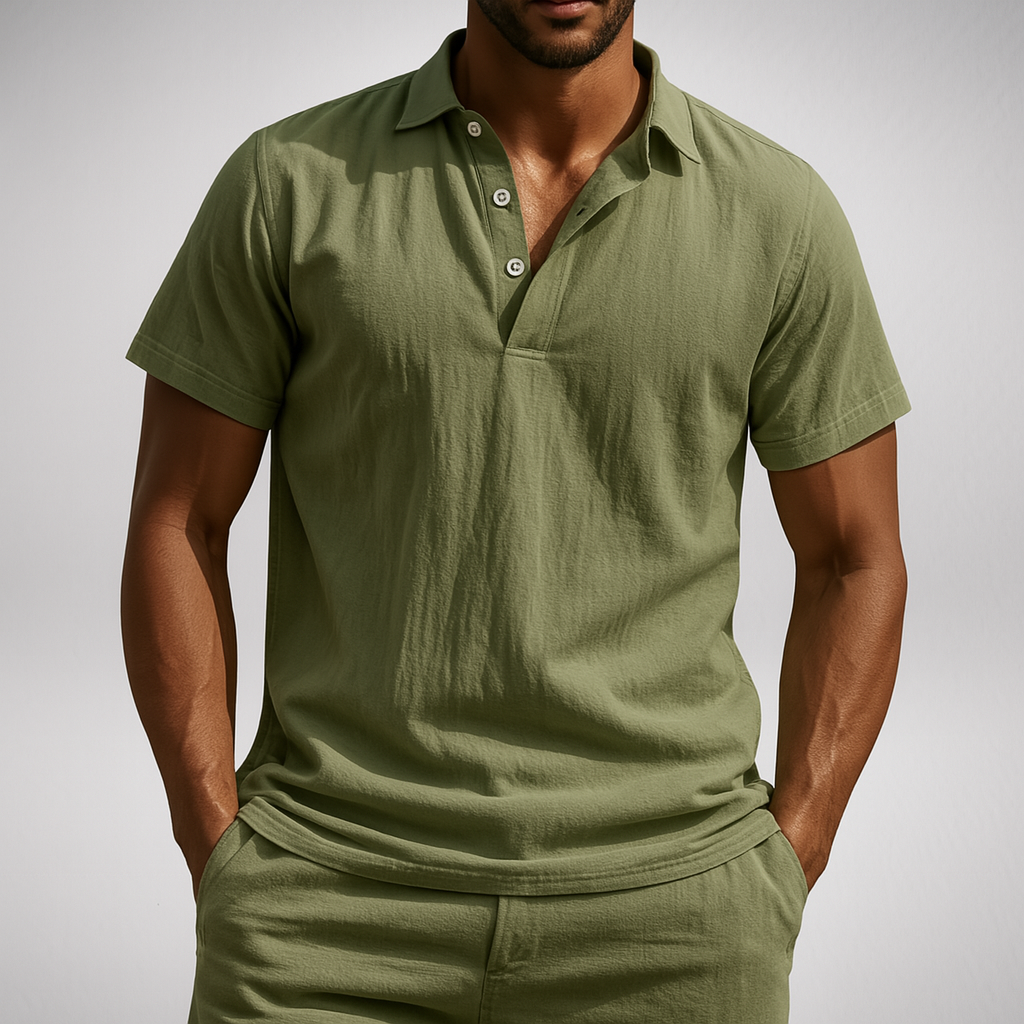 Linnenlook Polo – Casual - Korte Mouwen
