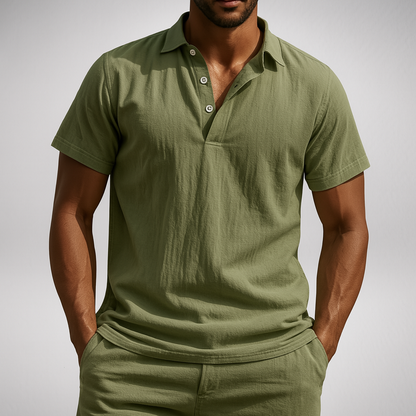 Linnenlook Polo – Casual - Korte Mouwen