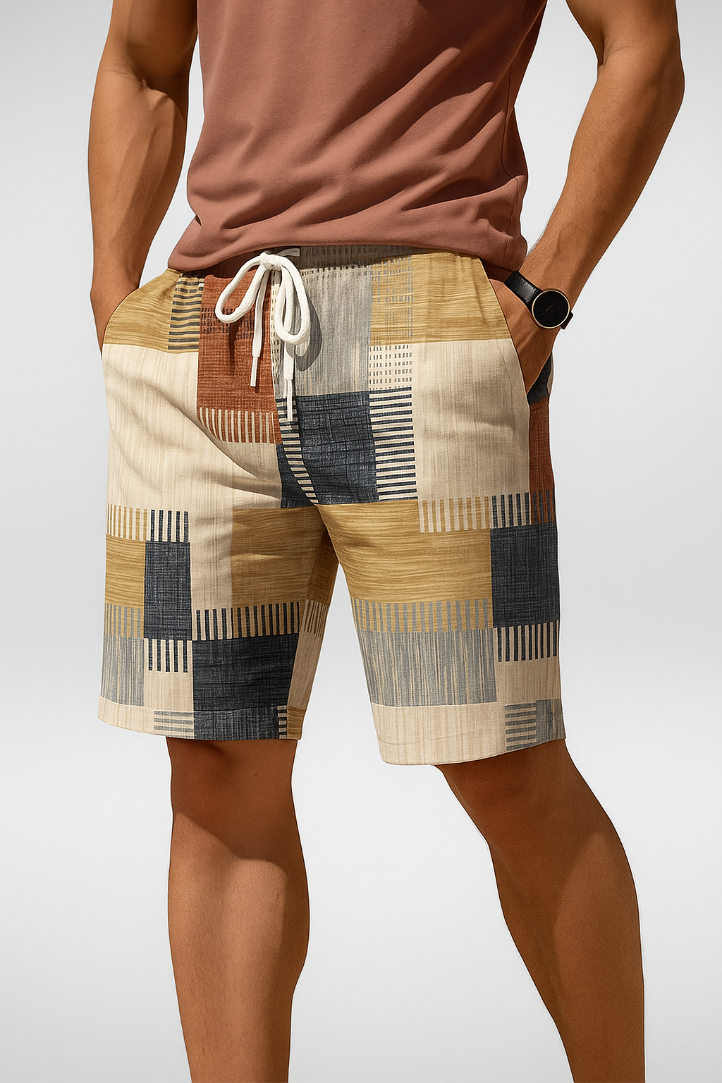 Heren Zomer Short - Geruit Patroon - Korte Broek