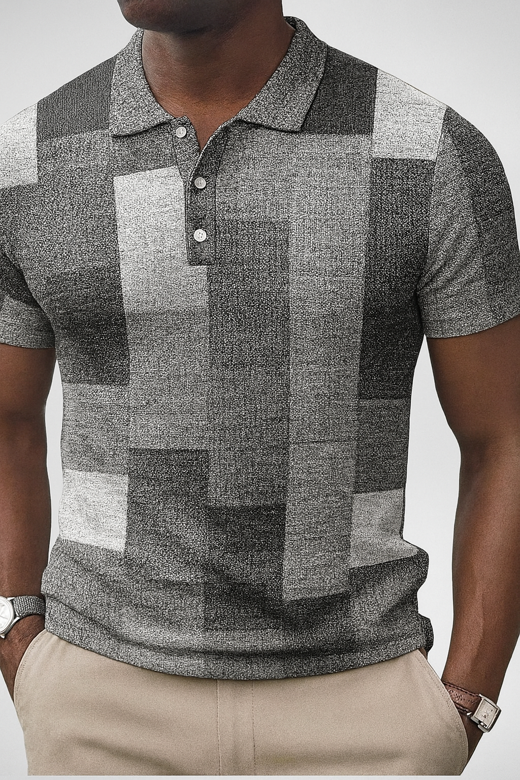 Heren Zomer Polo Shirt - Korte Mouwen - Geblokt Patroon