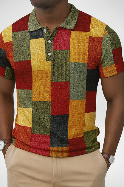 Heren Zomer Polo Shirt - Korte Mouwen - Geblokt Patroon