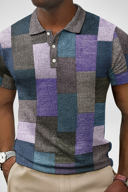 Heren Zomer Polo Shirt - Korte Mouwen - Geblokt Patroon