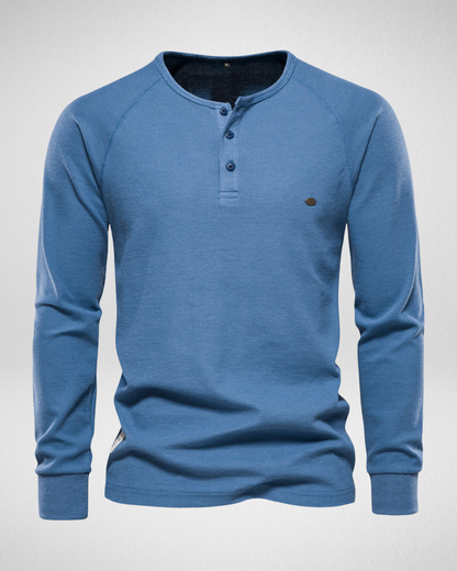 Longsleeve Shirt – Comfort Fit – Henley Halslijn met Knopen