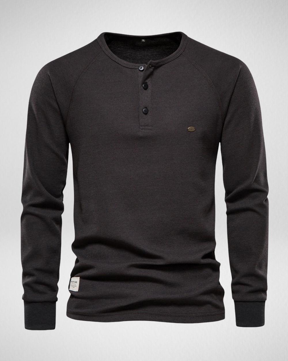 Longsleeve Shirt – Comfort Fit – Henley Halslijn met Knopen