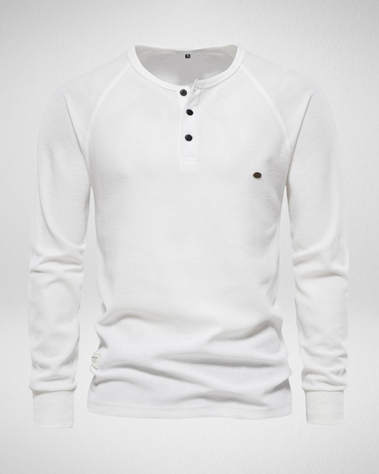 Longsleeve Shirt – Comfort Fit – Henley Halslijn met Knopen