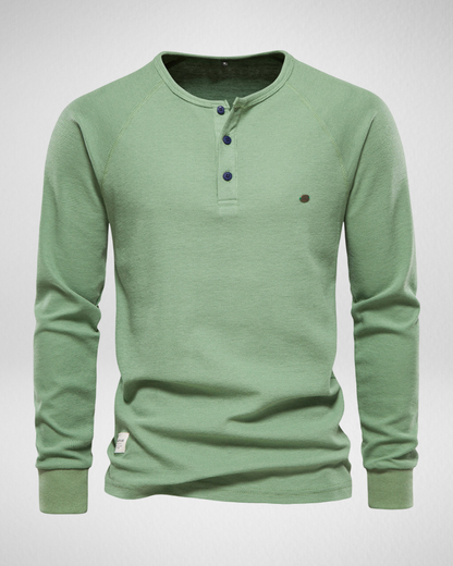 Longsleeve Shirt – Comfort Fit – Henley Halslijn met Knopen