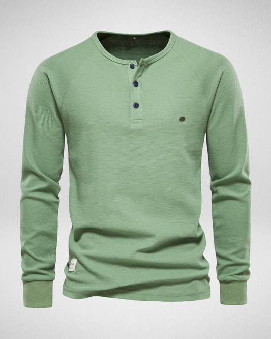 Longsleeve Shirt – Comfort Fit – Henley Halslijn met Knopen