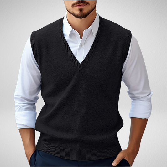 Heren Mouwloze Trui – Klassiek & Comfortabel met V-Hals