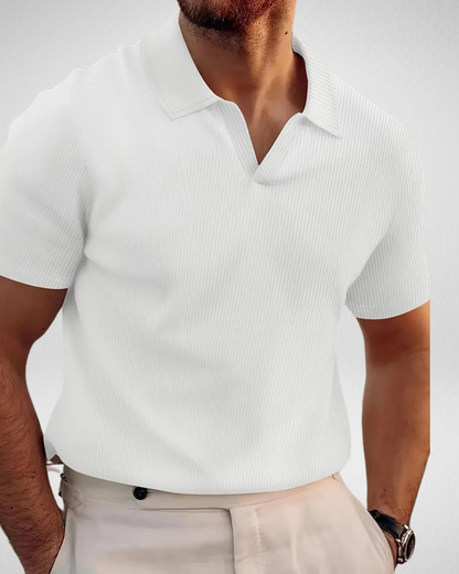 Wafelstructuur Poloshirt – Zonder Knopen - Old Money