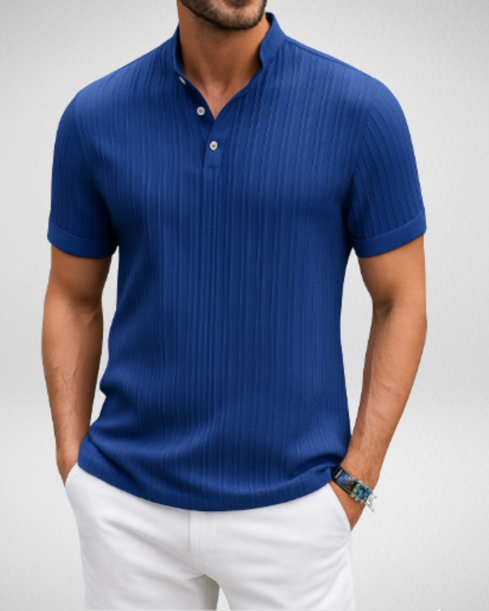 Geribde V-hals Heren T-shirt – Lichtgewicht en Ademend