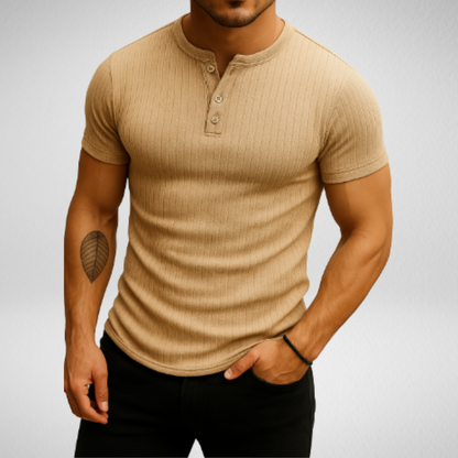 Geribbeld Henley T-shirt – Muscle-Fit
