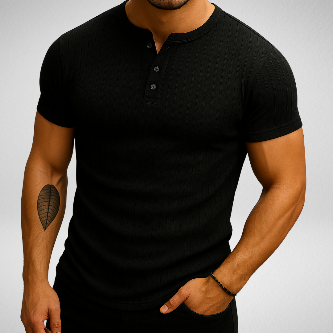 Geribbeld Henley T-shirt – Muscle-Fit