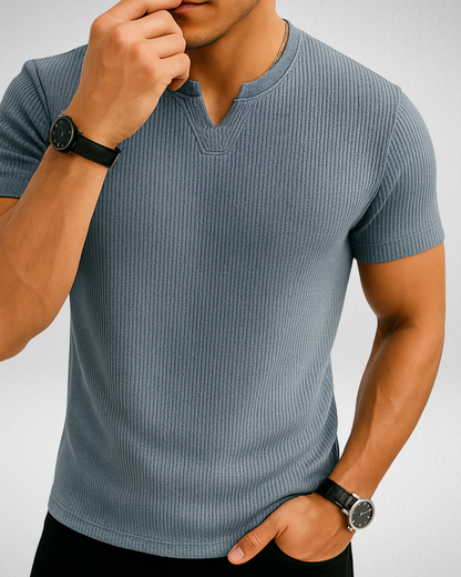 Gebreid T-shirt met V-hals - Muscle-fit