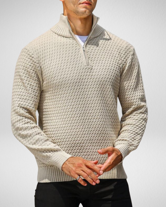 Heren Quarter-Zip Trui – Warm & Stijlvol - Gebreid