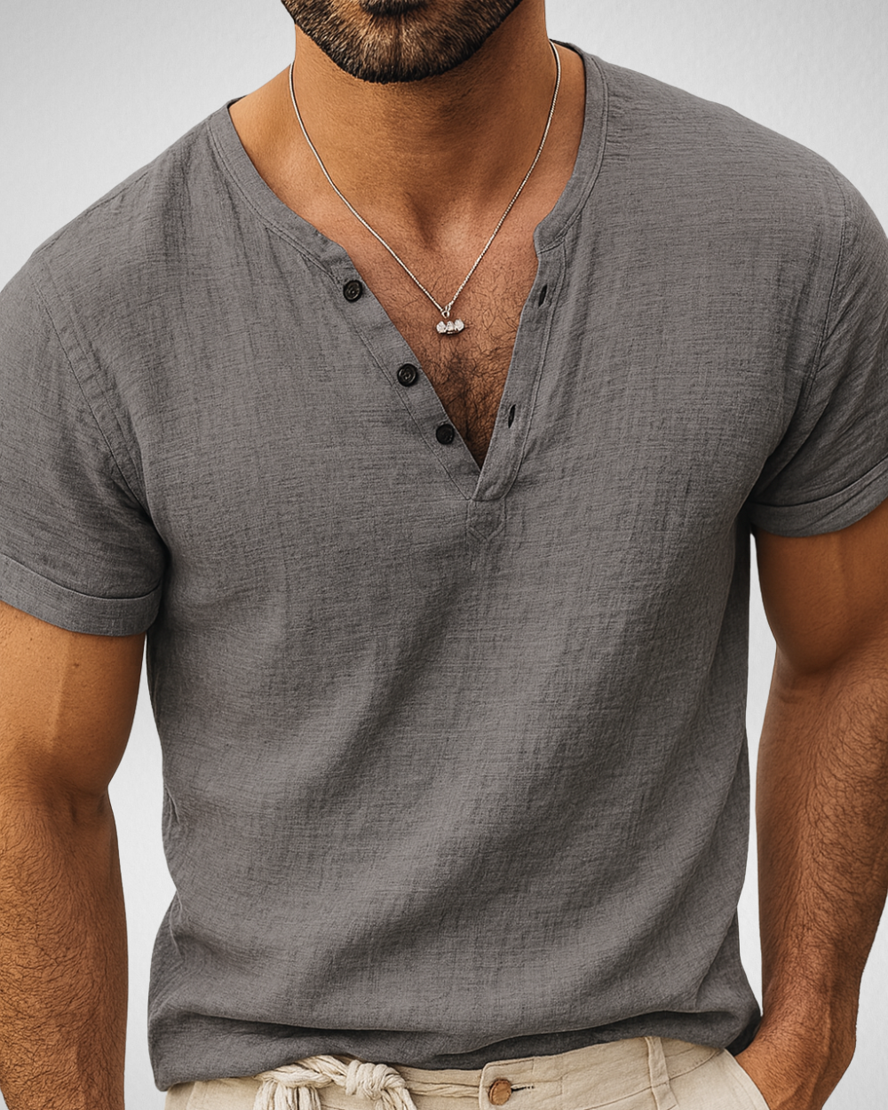 Slim Fit Zomer V-hals T-shirt - Henley - Zomer
