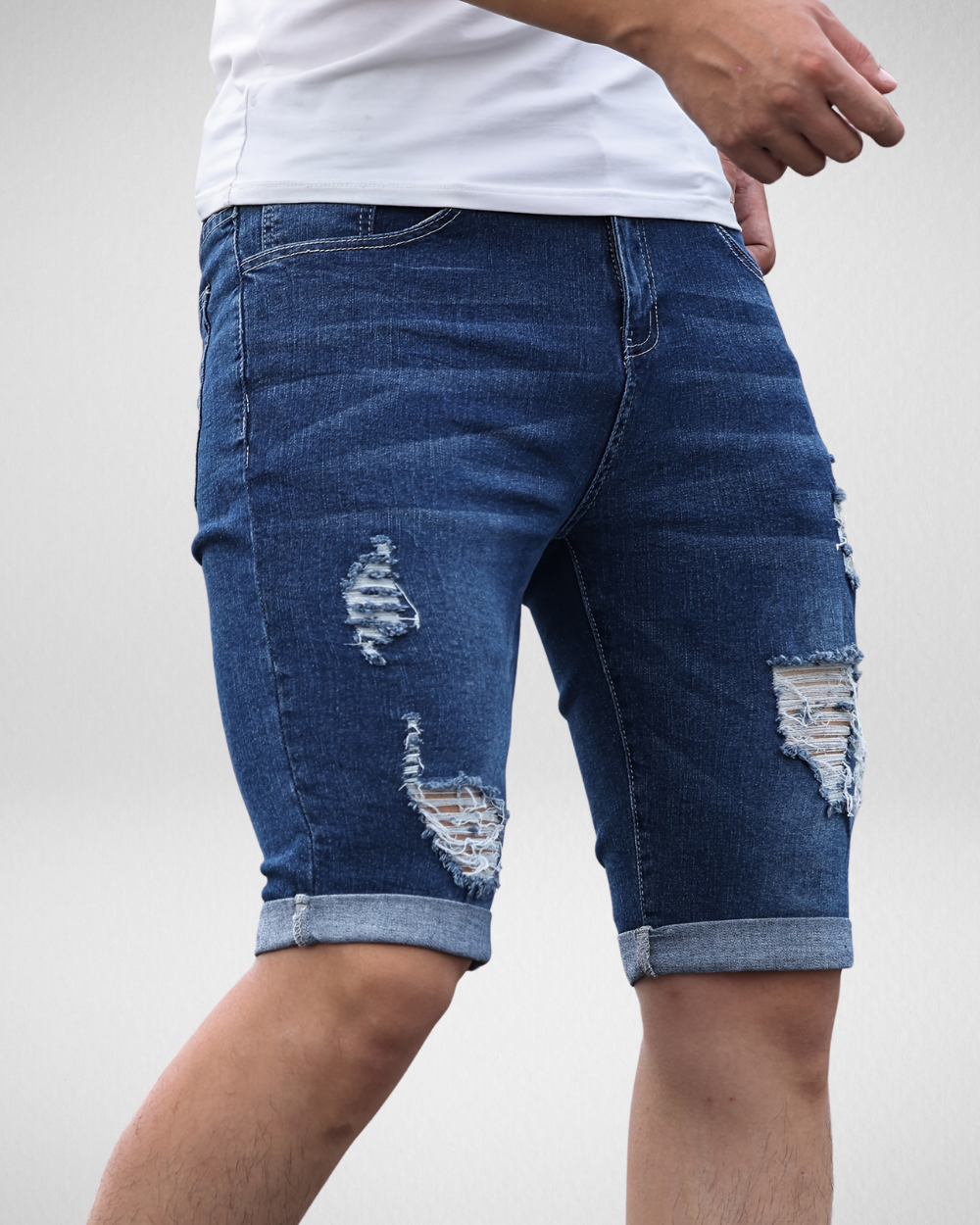 Heren Denim Shorts - Stretch - Slim Fit