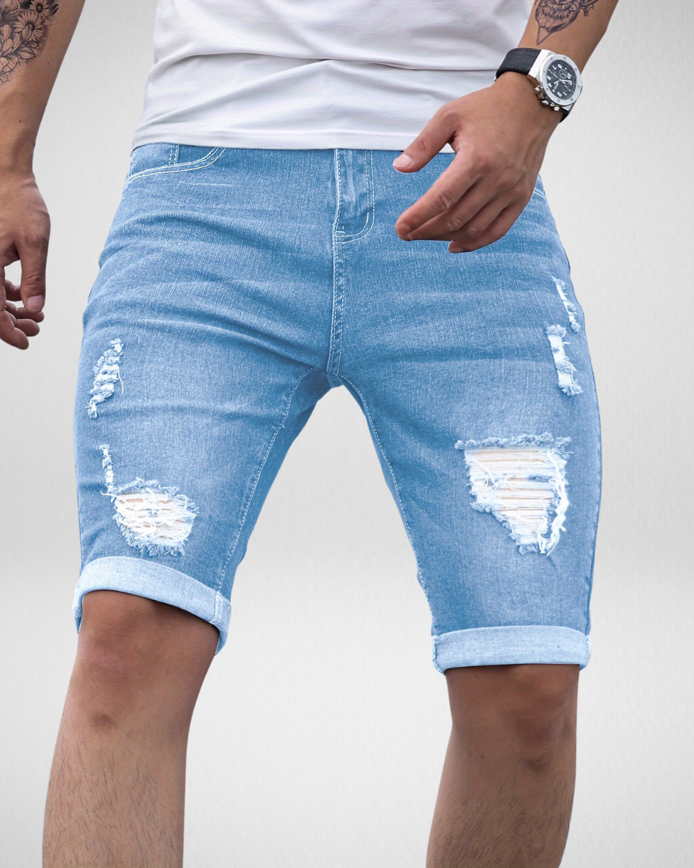 Heren Denim Shorts - Stretch - Slim Fit