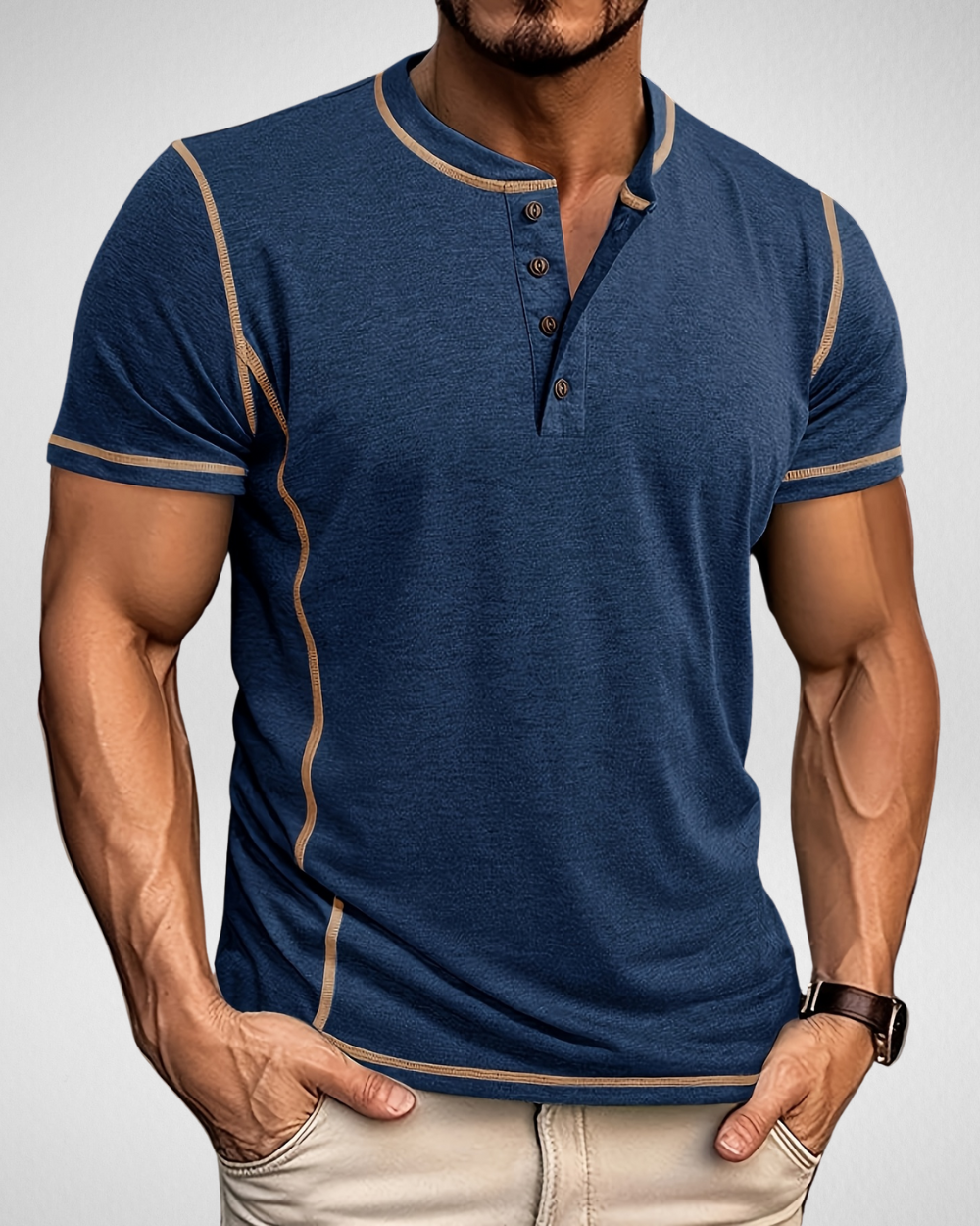 Henley T-Shirt - Muscle Fit - Sportief