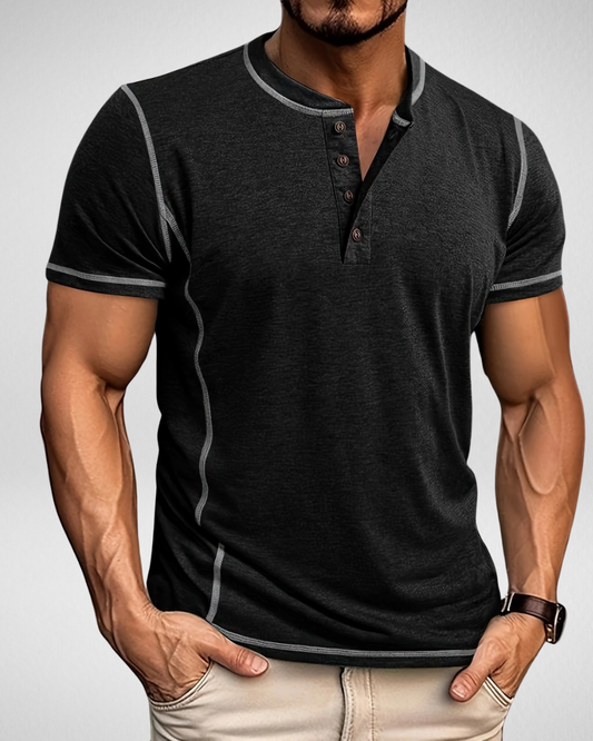 Henley T-Shirt - Muscle Fit - Sportief