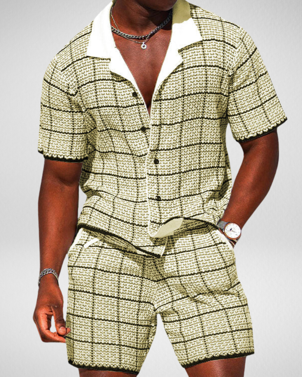 Heren Set – Geruit - Overhemd & Korte Broek