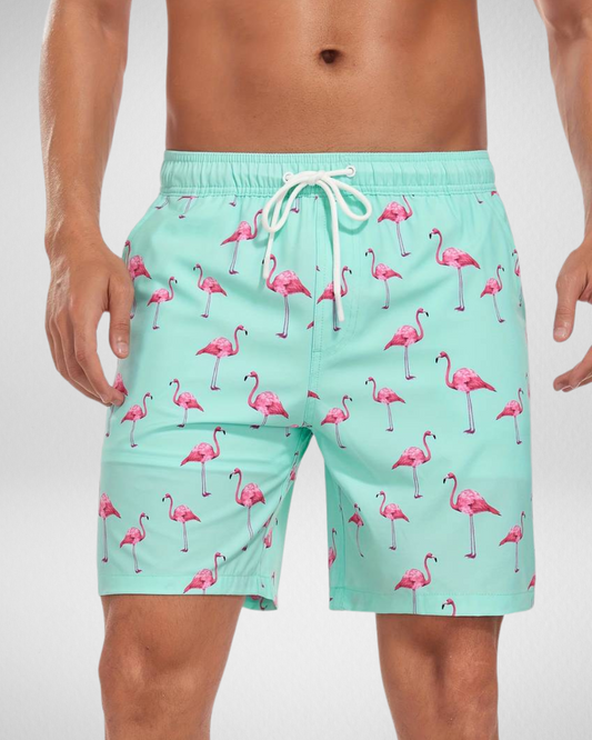 Heren Zwemshort – Flamingoprint – Trekkoordsluiting