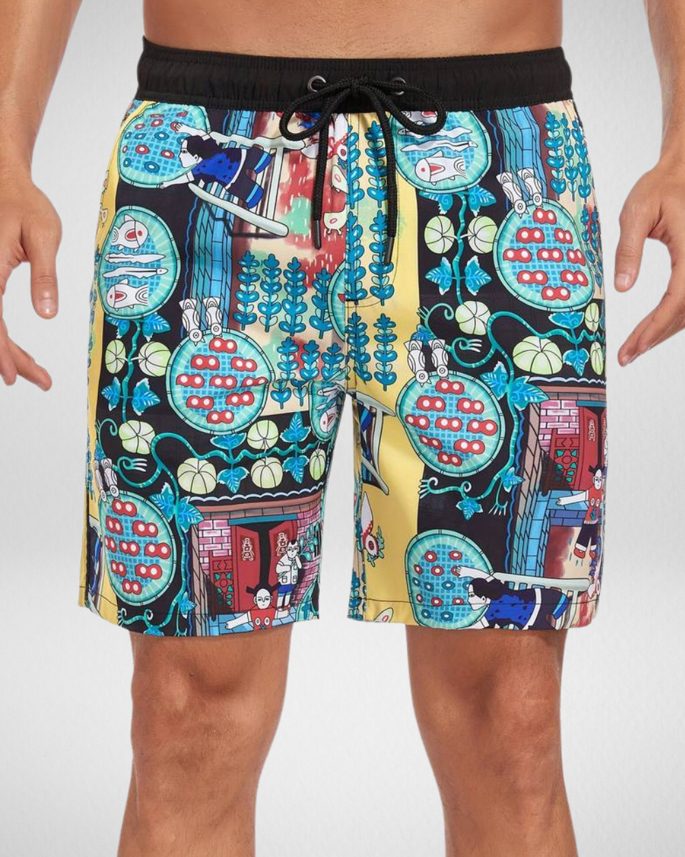 Heren Zwemshort – Flamingoprint – Trekkoordsluiting
