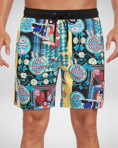 Heren Zwemshort – Flamingoprint – Trekkoordsluiting