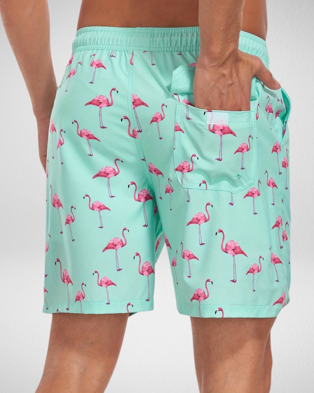 Heren Zwemshort – Flamingoprint – Trekkoordsluiting