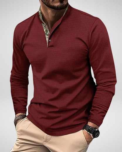 Heren Longsleeve Polo - Henley Shirt - Stijlvol