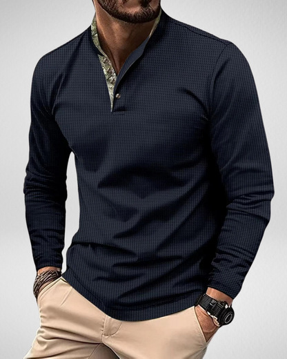 Heren Longsleeve Polo - Henley Shirt - Stijlvol