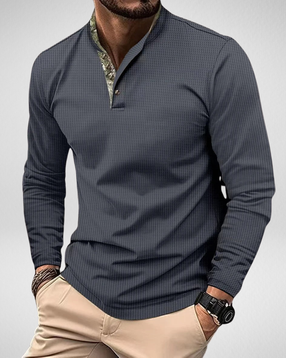 Heren Longsleeve Polo - Henley Shirt - Stijlvol