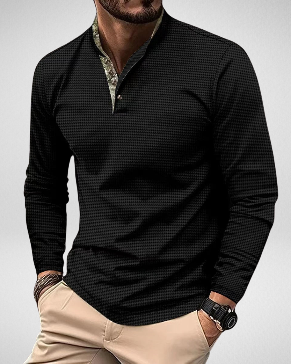 Heren Longsleeve Polo - Henley Shirt - Stijlvol