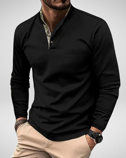 Heren Longsleeve Polo - Henley Shirt - Stijlvol