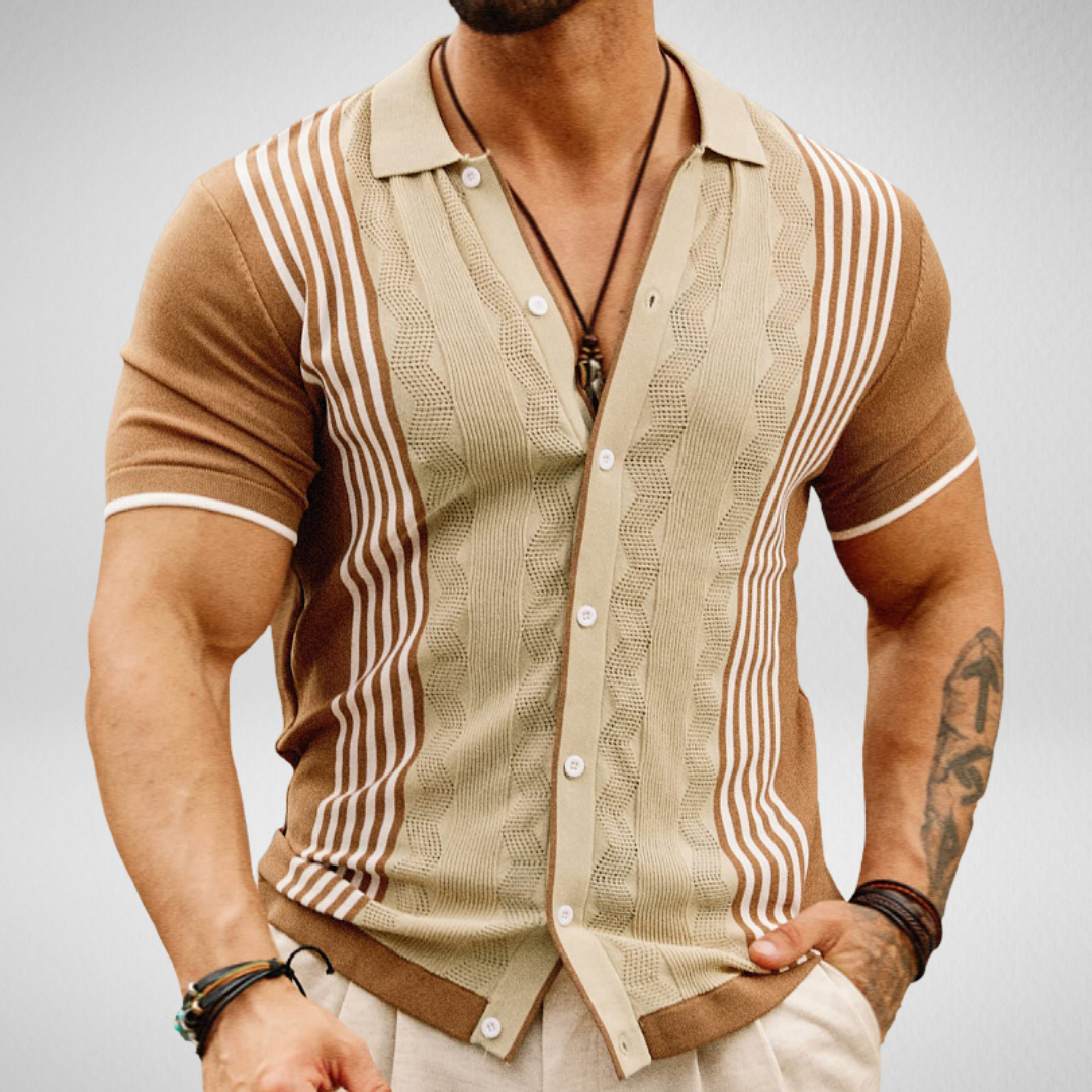 Heren Zomershirt – Gebreid & Korte Mouw – Retro Look