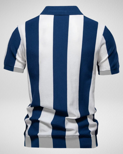 Heren Gestreept Poloshirt - met Rits