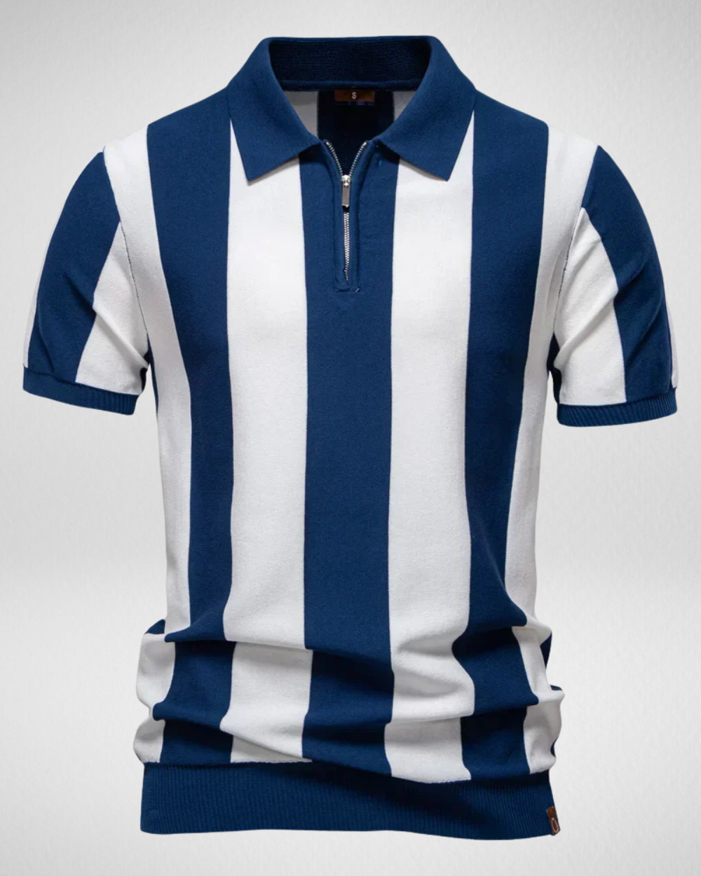 Heren Gestreept Poloshirt - met Rits
