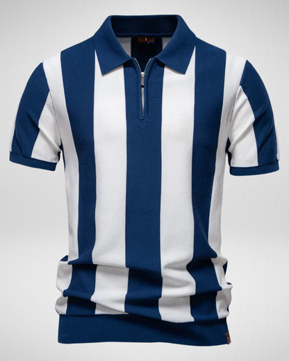 Heren Gestreept Poloshirt - met Rits