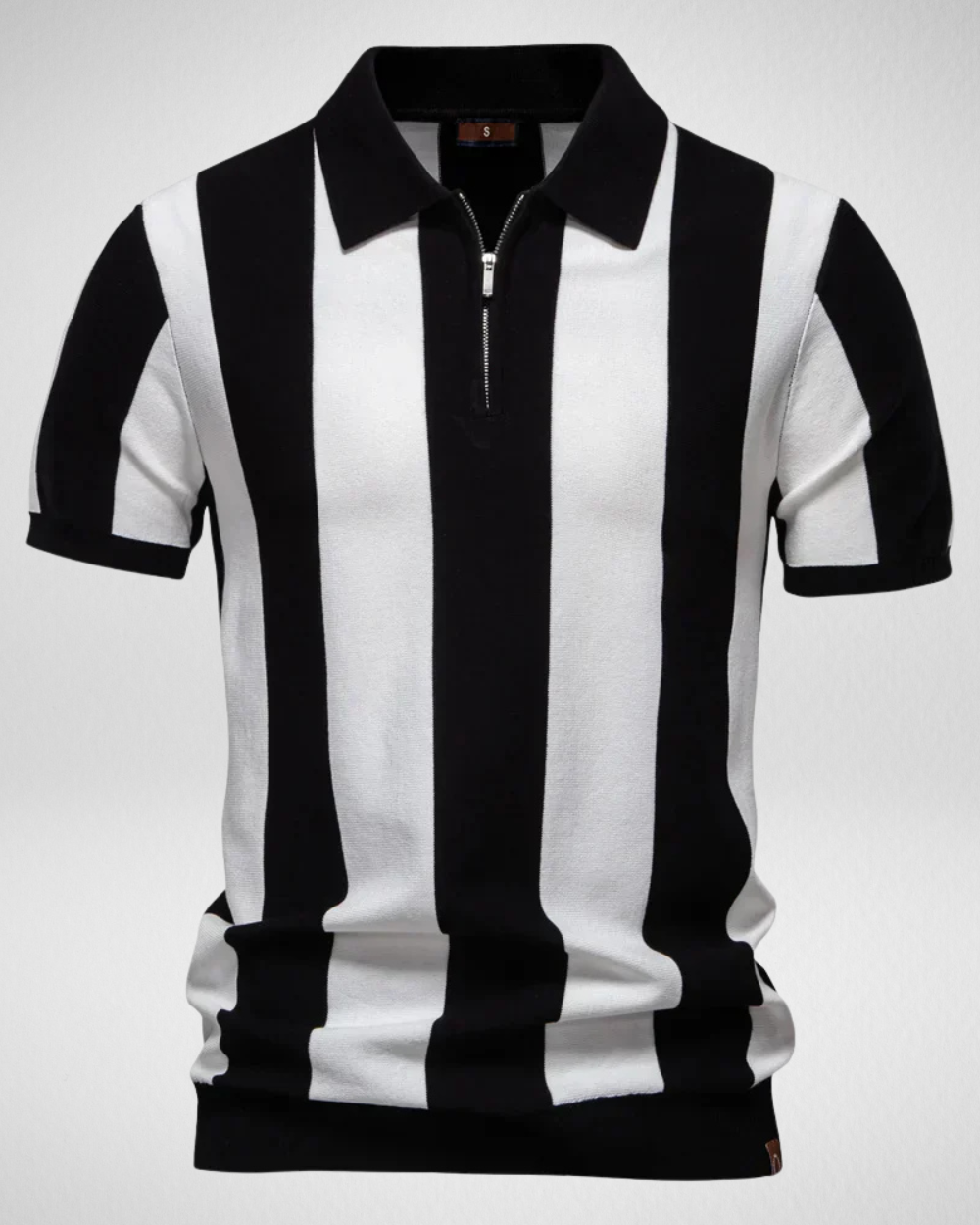 Heren Gestreept Poloshirt - met Rits
