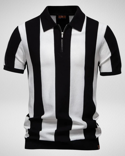 Heren Gestreept Poloshirt - met Rits