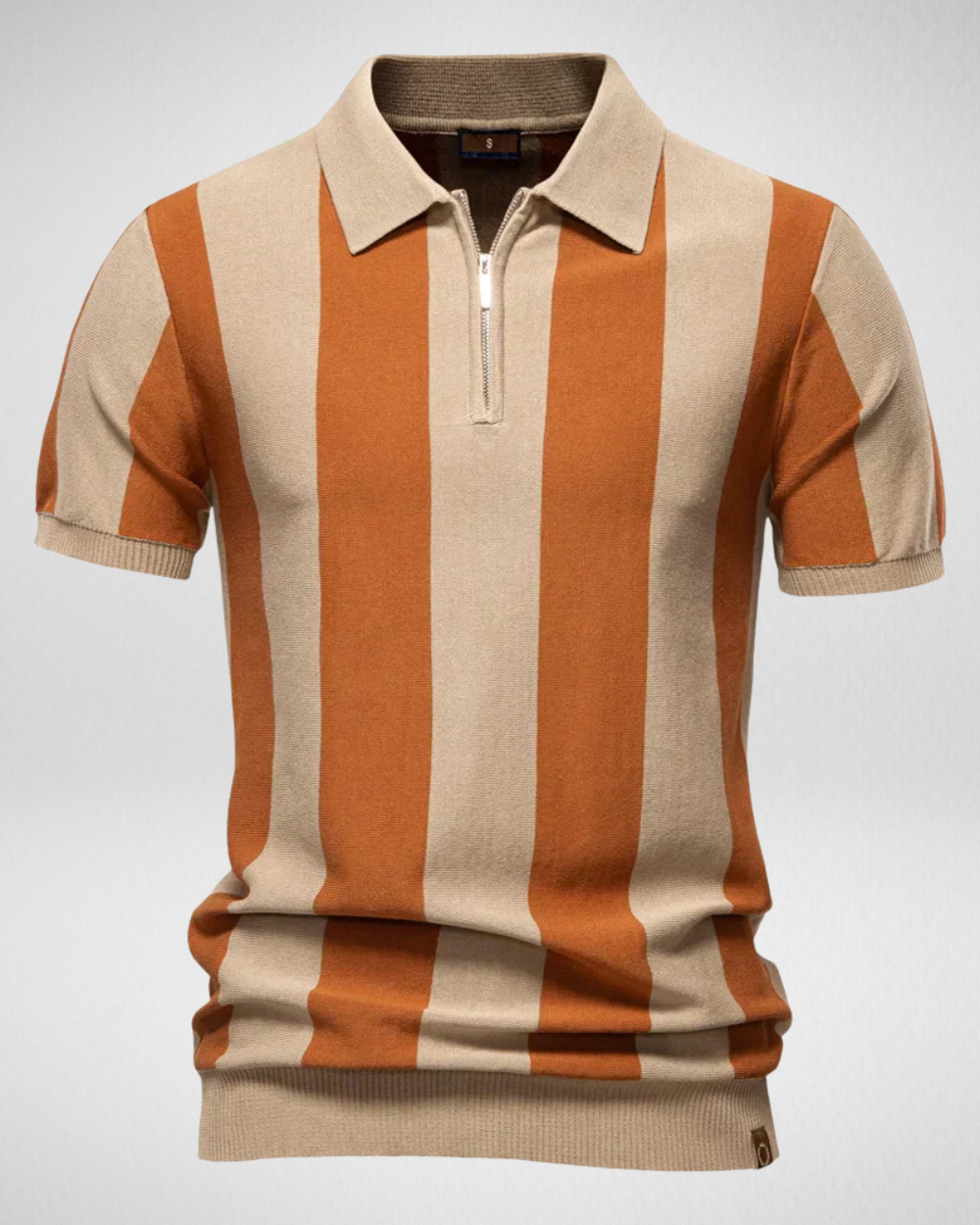 Heren Gestreept Poloshirt - met Rits