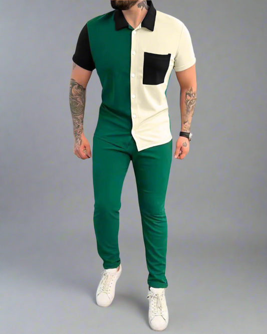 Matching Set Heren – Casual Colorblock – Comfortabel
