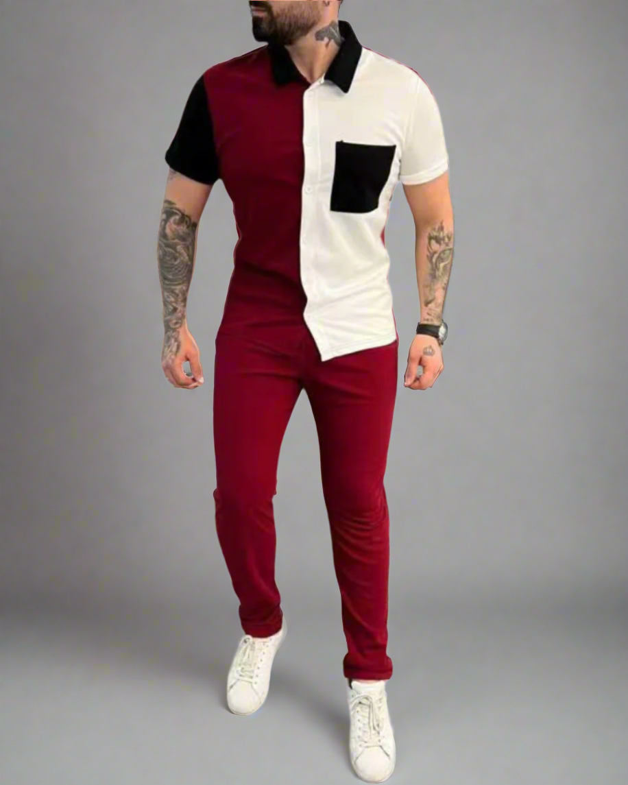 Matching Set Heren – Casual Colorblock – Comfortabel