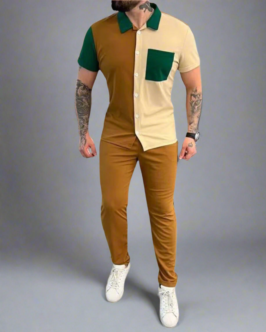 Matching Set Heren – Casual Colorblock – Comfortabel