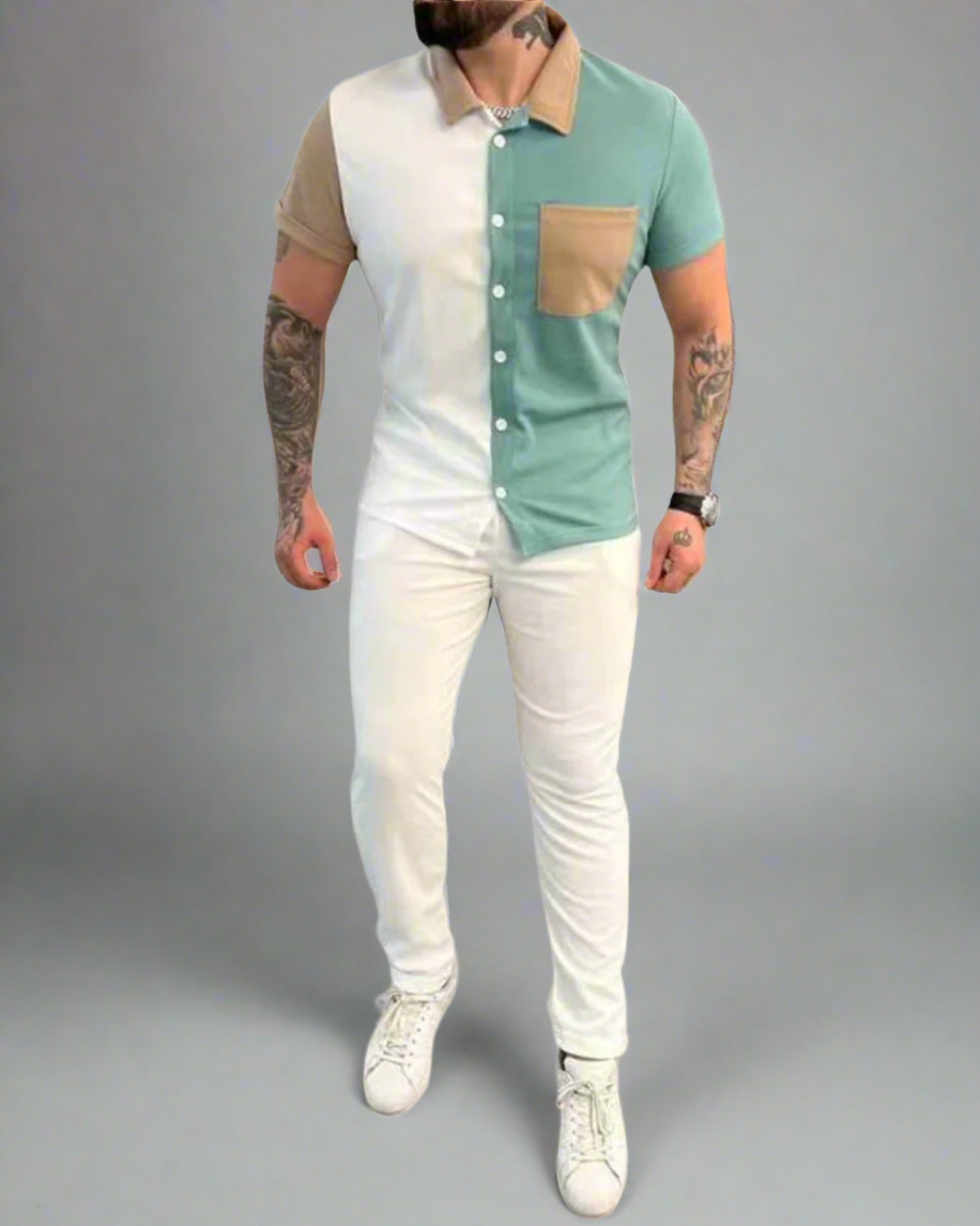 Matching Set Heren – Casual Colorblock – Comfortabel