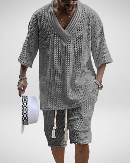 Heren Gebreide Zomerset - Korte Broek & Shirt - Strand