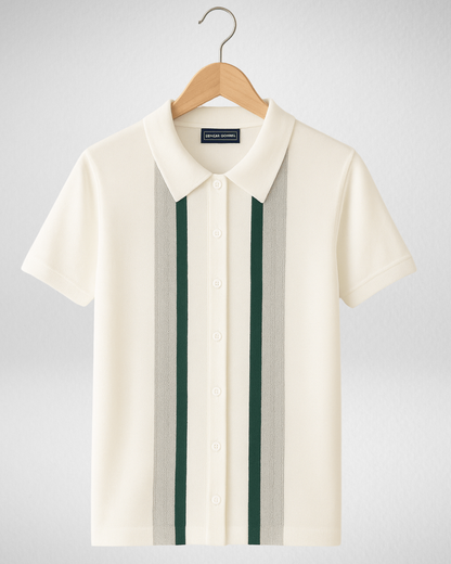 Gebreid Poloshirt met Strepen - Heren