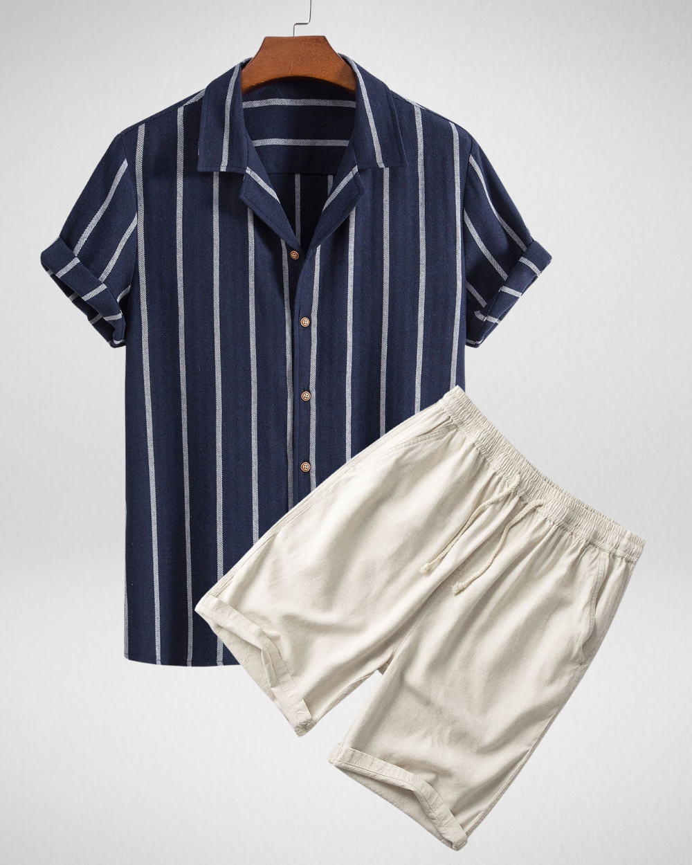 Heren Gestreepte Zomerset - Overhemd en Shorts - Luchtig