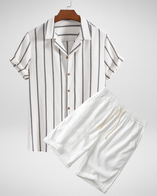 Heren Gestreepte Zomerset - Overhemd en Shorts - Luchtig