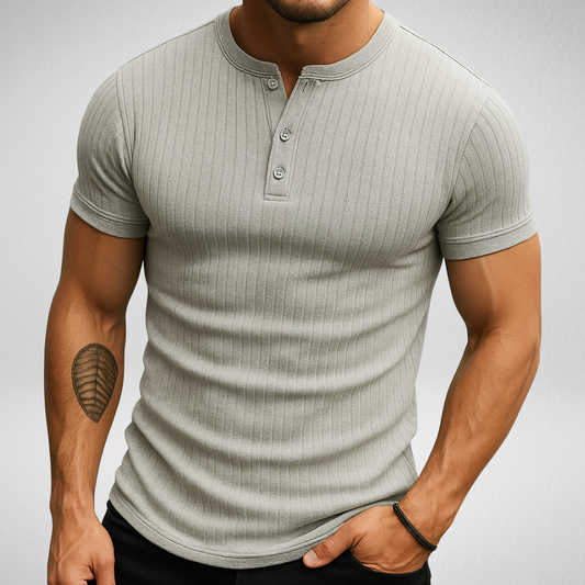 Geribbeld Henley T-shirt – Muscle-Fit