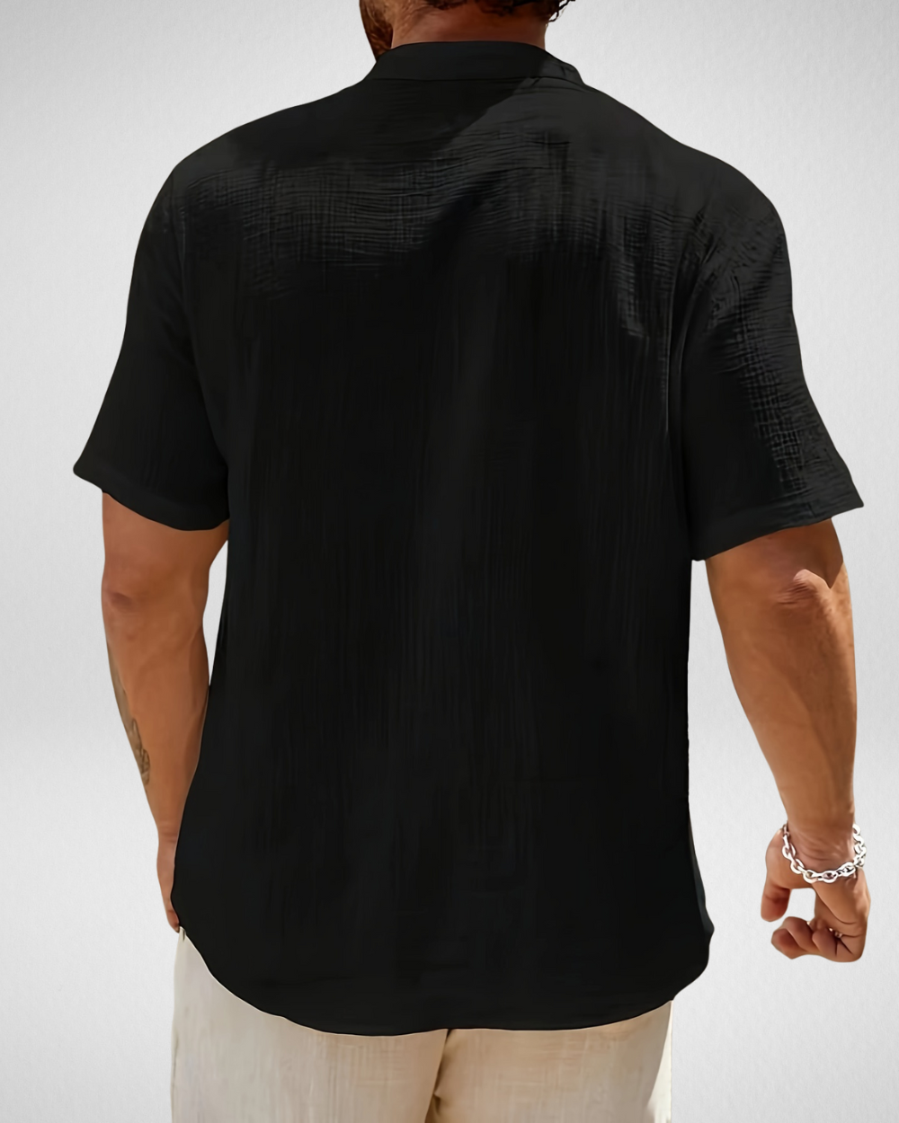 Zomer Heren Overhemd - Henley Shirt - Linnen-look